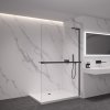CERANO - Sprchová zástěna Walk-in Onyx L-pravá vzpěra - 8 mm + polička/držák na ručníky - černá matná, transparentní sklo - 120x200 cm