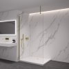 CERANO - Sprchová zástěna Walk-in Onyx Top Round L/P - 8 mm - kulatá vzpěra - zlatá kartáčovaná, transparentní sklo - 140x200 cm
