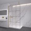 CERANO - Sprchová zástěna Walk-in Onyx Top Round L/P - 8 mm - kulatá vzpěra - zlatá kartáčovaná, industriální sklo - 150x200 cm