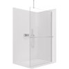 CERANO - Sprchová zástěna Walk-in Onyx Top Round L/P - 8 mm - kulatá vzpěra + polička/držák na ručníky - chrom, transparentní sklo - 80x200 cm