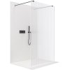 CERANO - Sprchová zástěna Walk-in Onyx Duo L/P - 8 mm - hranatá vzpěra - černá matná, rýhované sklo - 60x200 cm