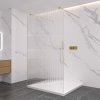 CERANO - Sprchová zástěna Walk-in Onyx Duo L/P - 8 mm - hranatá vzpěra - zlatá kartáčovaná, rýhované sklo - 130x200 cm