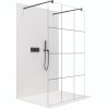 CERANO - Sprchová zástěna Walk-in Onyx Duo L/P - 8 mm - kulatá vzpěra  - černá matná, industriální sklo - 120x200 cm