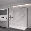 CERANO - Sprchová zástěna Walk-in Onyx T L/P - 8 mm - hranatá vzpěra - černá matná, transparentní sklo - 140x50 cm