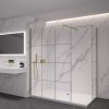 CERANO - Sprchová zástěna Walk-in Onyx T L/P - 8 mm - hranatá vzpěra - zlatá kartáčovaná, industriální sklo - 140x90 cm