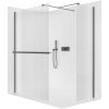 CERANO - Sprchová zástěna Walk-in Onyx T L/P - 8 mm - hranatá vzpěra + polička/držák na ručníky - černá matná, rýhované sklo - 90x90x200 cm