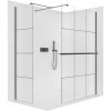 CERANO - Sprchová zástěna Walk-in Onyx T L/P - 8 mm - hranatá vzpěra + polička/držák na ručníky - černá matná, industriální sklo - 140x110x200 cm