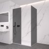 CERANO - Sprchová zástěna Walk-in Crystal T L/P - 8 mm - bezvzpěrový systém - černá matná, grafitové sklo - 80x60x200 cm