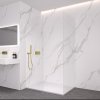 CERANO - Sprchová zástěna Walk-in Crystal T L/P - 8 mm - bezvzpěrový systém - zlatá kartáčovaná, transparentní sklo - 120x60x200 cm
