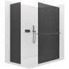 CERANO - Sprchová zástěna Walk-in Crystal T L/P - 8 mm - bezvzpěrový systém + polička/držák na ručníky - černá matná, grafitové sklo - 130x80x200 cm