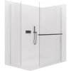 CERANO - Sprchová zástěna Walk-in Crystal T L/P - 8 mm - bezvzpěrový systém + polička/držák na ručníky - černá matná, transparentní sklo - 100x50x200 cm