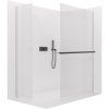 CERANO - Sprchová zástěna Walk-in Crystal T L/P - 8 mm - bezvzpěrový systém + polička/držák na ručníky - černá matná, rýhované sklo - 100x50x200 cm