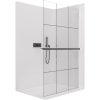 CERANO - Sprchová zástěna Walk-in Crystal L/P - 8 mm + polička/držák na ručníky - bezvzpěrový systém - černá matná, industriální sklo - 90x200 cm