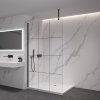CERANO - Sprchová zástěna Walk-in Onyx Top Cube L/P - 8 mm - hranatá vzpěra - černá matná, industriální sklo - 150x200 cm