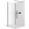 CERANO - Sprchová zástěna Walk-in Onyx Corner Cube L/P - 8 mm - hranatá vzpěra - černá matná, rýhované sklo - 80x80 cm
