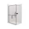 CERANO - Sprchová zástěna Walk-in Moreli L/P + polička/držák na ručníky - černá matná, transparentní sklo - 130x200 cm