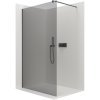 CERANO - Sprchová zástěna Walk-in Onyx Round L/P - 8 mm - kulatá vzpěra - černá matná, grafitové sklo - 130x200 cm - ROZBALENO