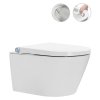 CERANO - Závěsná WC mísa s integrovaným elektronickým bidetem Cronus Standard, Rimless + UF sedátko - bílá lesklá - 38,4x59,3 cm