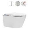 CERANO - Závěsná WC mísa s integrovaným elektronickým bidetem Cronus Premium, Rimless + UF sedátko - bílá lesklá - 38,4x59,3 cm