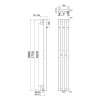 PILON otopné těleso 196x1800mm, se třemi háčky pro ručník, černá mat