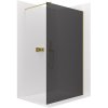 CERANO - Sprchová zástěna Walk-in Onyx Round L/P - 8 mm - kulatá vzpěra - zlatá kartáčovaná, grafitové sklo - 40x200 cm