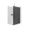CERANO - Sprchová zástěna Walk-in Onyx Top Round L/P - 10 mm - kulatá vzpěra + polička/držák na ručníky - černá matná, grafitové sklo - 150x200 cm