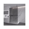 CERANO - Sprchová zástěna Walk-in Onyx Top Round L/P - 10 mm - kulatá vzpěra + polička/držák na ručníky - černá matná, grafitové sklo - 150x200 cm