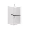 CERANO - Sprchová zástěna Walk-in Onyx Top Round L/P - 10 mm - kulatá vzpěra + polička/držák na ručníky - černá matná, transparentní sklo - 150x200 cm