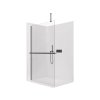 CERANO - Sprchová zástěna Walk-in Onyx Top Round L/P - 10 mm - kulatá vzpěra + polička/držák na ručníky - černá matná, transparentní sklo - 150x200 cm