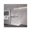CERANO - Sprchová zástěna Walk-in Onyx Top Round L/P - 10 mm - kulatá vzpěra + polička/držák na ručníky - černá matná, transparentní sklo - 150x200 cm