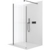 CERANO - Sprchová zástěna Walk-in Onyx Corner Round L/P - 8 mm - kulatá vzpěra - černá matná, rýhované sklo - 140x70 cm