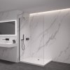 CERANO - Sprchová zástěna Walk-in Onyx Y L/P - 8 mm - kulatá vzpěra - černá matná, transparentní sklo - 30x200 cm