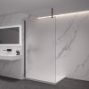 CERANO - Sprchová zástěna Walk-in Onyx Top Cube L/P - 8 mm - hranatá vzpěra - černá matná, mléčné sklo - 40x200 cm