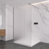 CERANO - Sprchová zástěna Walk-in Onyx Corner Cube L/P - 8 mm - hranatá vzpěra - černá matná, mléčné sklo - 110x30 cm
