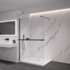 CERANO - Sprchová zástěna Walk-in Onyx Cube L/P - 8 mm - hranatá vzpěra + polička/držák na ručníky - černá matná, transparentní sklo - 30x200 cm