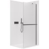 CERANO - Sprchová zástěna Walk-in Onyx Y L/P - 8 mm - kulatá vzpěra + polička/držák na ručníky - černá matná, mléčné sklo - 40x200 cm
