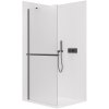 CERANO - Sprchová zástěna Walk-in Onyx Y L/P - 8 mm - kulatá vzpěra + polička/držák na ručníky - černá matná, mléčné sklo - 40x200 cm