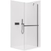 CERANO - Sprchová zástěna Walk-in Onyx Y L/P - 8 mm - kulatá vzpěra + polička/držák na ručníky - černá matná, transparentní sklo - 40x200 cm