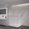 CERANO - Sprchová zástěna Walk-in Onyx Y L/P - 8 mm - kulatá vzpěra + polička/držák na ručníky - chrom, mléčné sklo - 30x200 cm