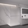 CERANO - Sprchová zástěna Walk-in Onyx L-pravá vzpěra + polička/držák na ručníky - 8 mm - chrom, mléčné sklo - 40x200 cm