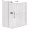 CERANO - Sprchová zástěna Walk-in Onyx T L/P - 8 mm - hranatá vzpěra + polička/držák na ručníky - černá matná, transparentní sklo - 70x30 cm