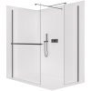 CERANO - Sprchová zástěna Walk-in Onyx T L/P - 8 mm - hranatá vzpěra + polička/držák na ručníky - černá matná, transparentní sklo - 70x30 cm