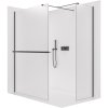 CERANO - Sprchová zástěna Walk-in Onyx T L/P - 8 mm - hranatá vzpěra + polička/držák na ručníky - černá matná, mléčné sklo - 70x40 cm