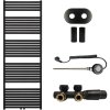 CERANO - Koupelnový radiátorový set Vincenzo - kombinované výtápění, wifi tyč - středové připojení 50 mm - 800W - černá matná - 1690x600 mm