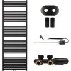 CERANO - Koupelnový radiátorový set Vincenzo - kombinované výtápění, termo tyč - středové připojení 50 mm - 800W - černá matná - 1690x600 mm