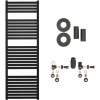 CERANO - Koupelnový radiátorový set Vincenzo - ústřední vytápění - boční připojení - 500W - černá matná - 1330x450 mm