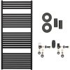 CERANO - Koupelnový radiátorový set Vincenzo - ústřední vytápění - boční připojení - 600W - černá matná - 1330x600 mm