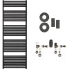 CERANO - Koupelnový radiátorový set Vincenzo - ústřední vytápění - boční připojení - 800W - černá matná - 1690x600 mm