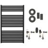 CERANO - Koupelnový radiátorový set Vincenzo - ústřední vytápění - boční připojení - 400W - černá matná - 970x600 mm