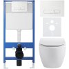 CERANO - Kompletní podomítkový WC set Lite/Dure - bílá lesklá - WC tlačítko Slim, bílé - předstěnová instalace/sádrokarton - 51x35 cm